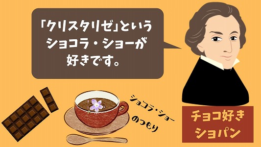 ショパンとドリンクのイラスト画像です。